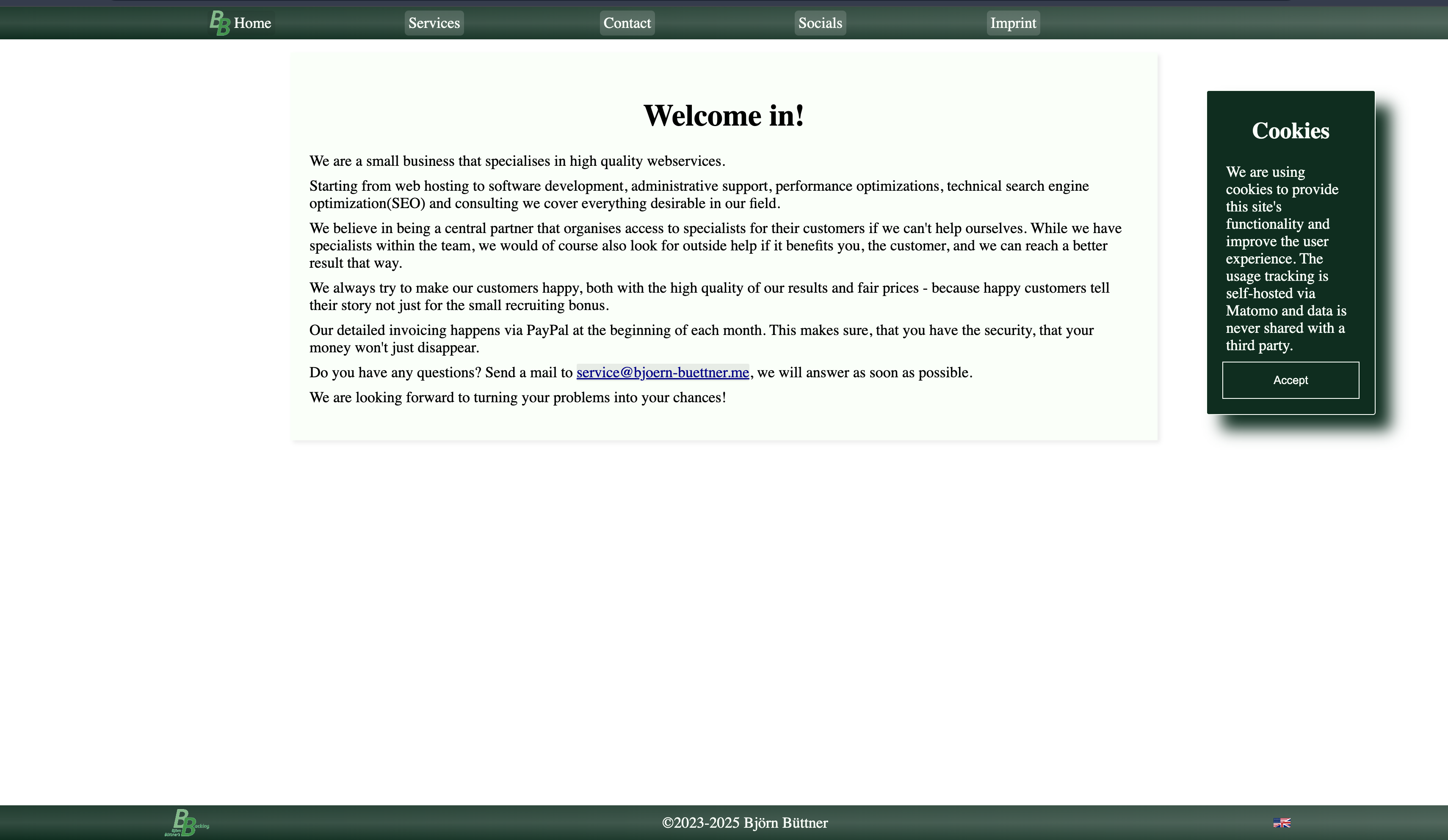 BB's Backing original homepage hero